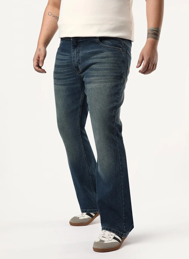 Urbano Fashion  Urbano Plus Men's Light Blue Bootcut Fit Mid Rise Heavy Washed Jeans Stretchable for Men | Best Price UAE